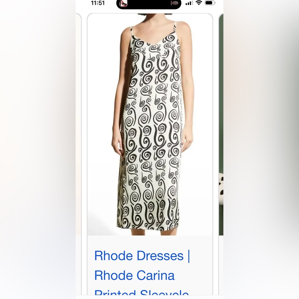 RHODE carina Black and White Swirl Midi Dress